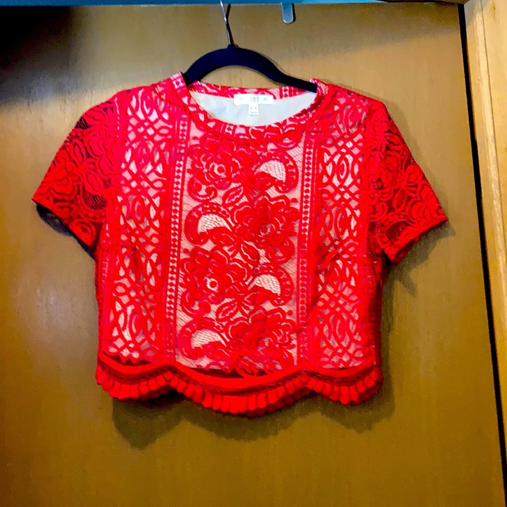 Never been worn, beautiful red lace top!